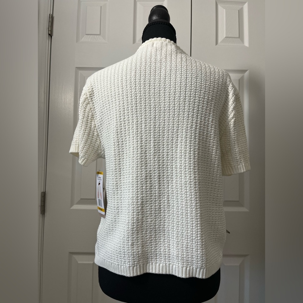 French Connection Cream Knit Cardigan Top Gold Buttons M NWT - Picture 3 of 9